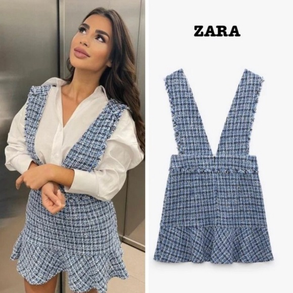 Zara Overall Textured Pinafore Dress Bloggers Favorite - Picture 2 of 12